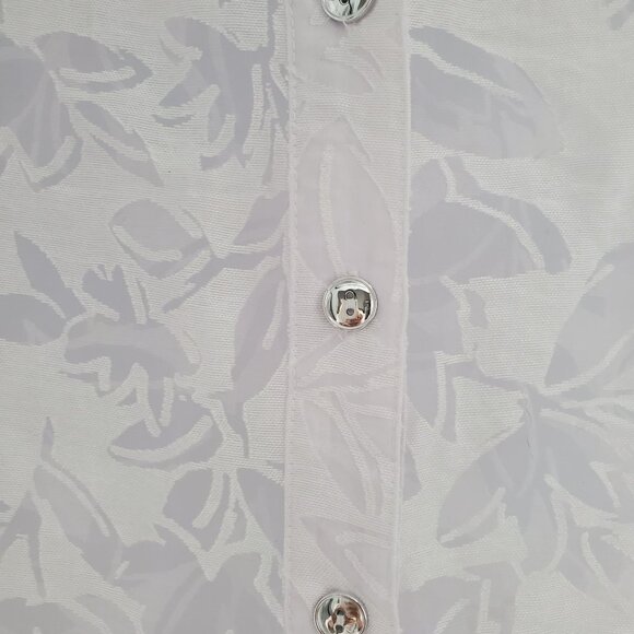 Hearts Of Palm Women's Leaf Burnout Pattern Print Blouse White Size 6 NWT - Picture 7 of 14